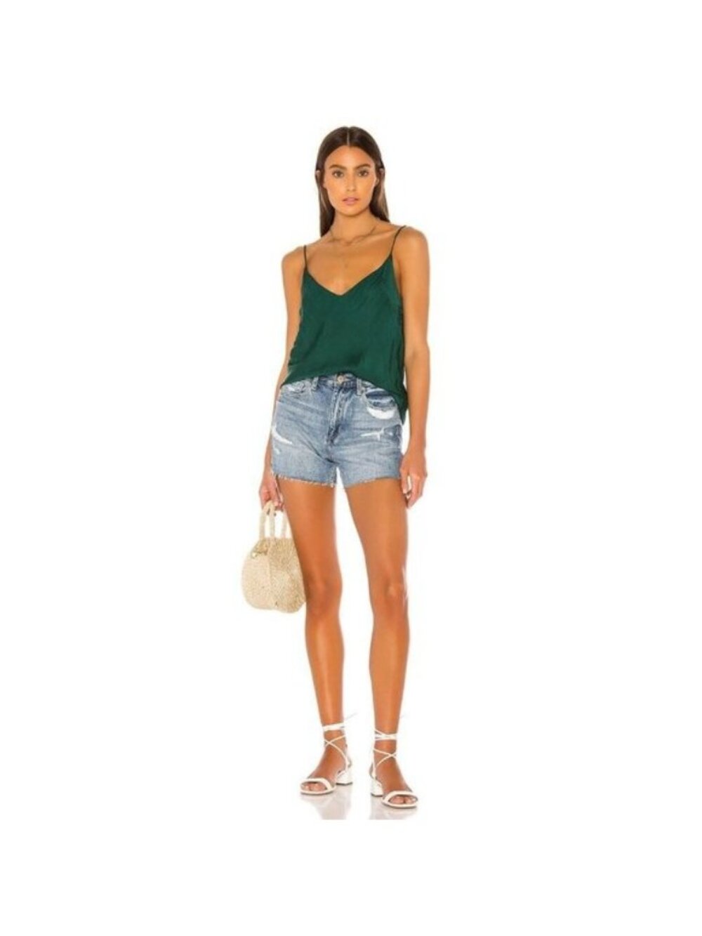 Cali Dreaming Hunter Silky Cami In Hunter Green